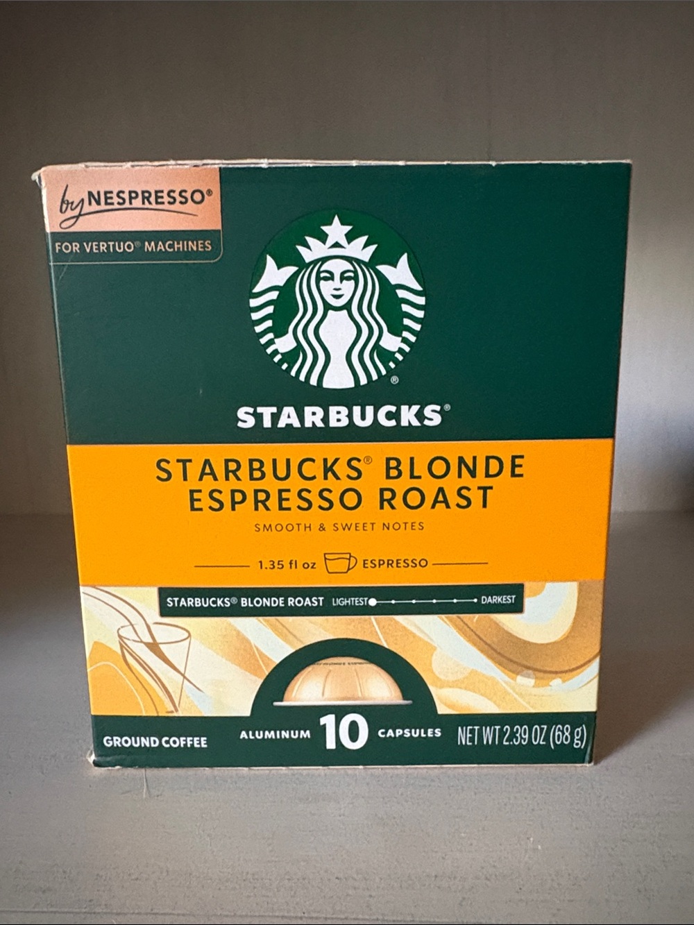 Starbucks Blonde Espresso Roast Ground Coffee Aluminum 10 capsules expires9/3/27